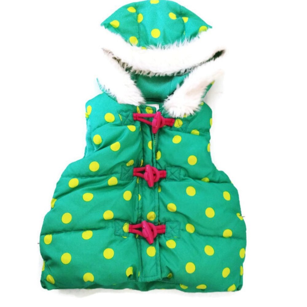 GYMBOREE POLKAGREEN AND YELLOW DOT PUFFTER VEST